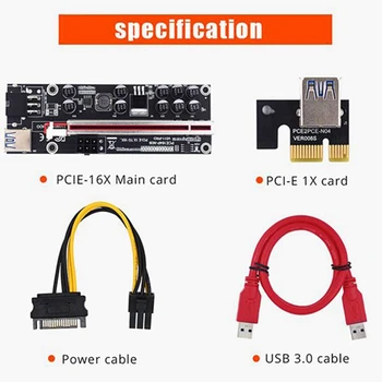 6 Kos PCIE vmesniško Kartico VER011 PRO Grafične Kartice Podaljšek Set PCI-E 1X, Da 16X USB 3.0 Adapter Card Za BTC Rudarstvo