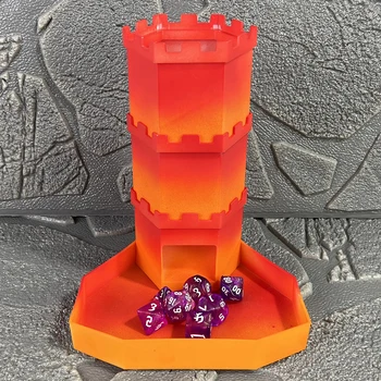 Upogljivi Oranžno Rdeče Barve Vozni Kocke Stolp z Pladenj za D&D RPG Igre Prenosni Accsssories
