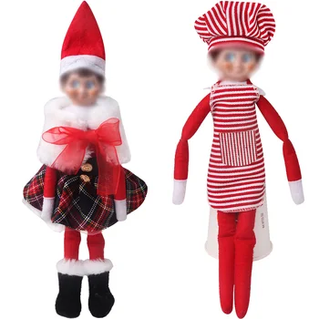 En Kos Kawaii Božič Doll Igrača Elf Prugasta Kuhar Obleko Plišastih Šal Krilo Dodatki, Igrača Otrok Darilo (Ne Lutka) m48