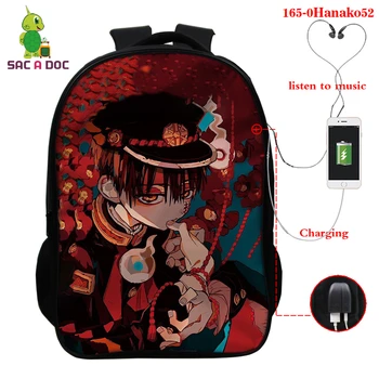Anime Wc-zavezuje Jibaku Shounen Hanako Kun Nahrbtnik Najstniki 3D Tiskanje USB šolska torba za Fante, Dekleta, Moški, Laptop Nahrbtnik Mochila