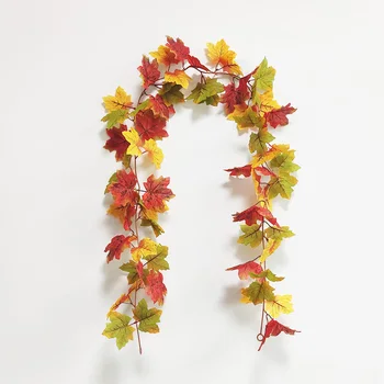 Jeseni Listi Rattan Ponaredek Rastlin Vinske Trte Doma Oprema Vrt Dekoracijo Umetnih Maple Leaf Garland Kmetija Dekor
