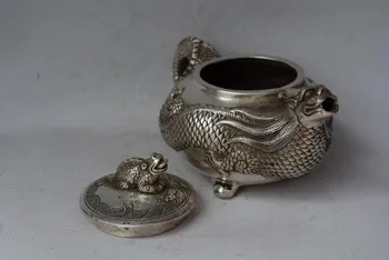 Redke Stare Qing srebrni čajnik,Dragon& urh,Stara Kitajska, #03,brezplačna dostava
