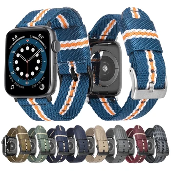 Najlon Trak Za Apple Watch Band 44 mm 40 mm Manšeta Za iWatch Serije 6 5 4 3 2 42mm 38 mm Zamenjava Zapestnica Watchbands