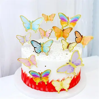 1 Nastavite Metulj Torto Toppers Happy Birthday Cake Toppers, Ročno Pobarvan Poroko, Rojstni Dan Torta Dekoracijo Pecilni Dobave