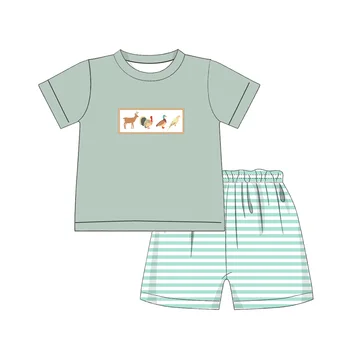 2022 2pcs Design Kompleti Oblačil, Za Poletje Baby Dekleta Matcha Zeleni Zver Obleko + Daisy Cvetlični Moda Hlače Otroci Obleko Za 1-8T