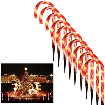 BMDT-Božič Poti Luči, 10 Kompletov Sladkarije Trsa Luči Visok Predhodno Osvetljen Z Toplo Svetlobo LED Na Sladkarije Trsa Svetlobe NAS Plug