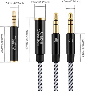 Slušalke Splitter Kabel 3,5 mm Ženski 2 Dual 3.5 mm Moški Avdio Y Razdelilnik Kabel s 3,5 mm Audio Jack CTIA, da OMTP Adapter
