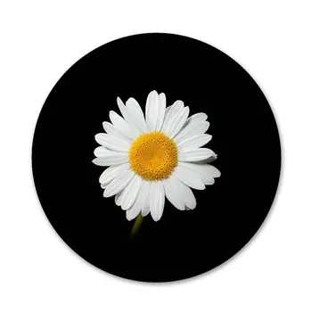 58mm Cvetlični Rumeni Cvet Daisy Ikone Zatiči Značko Dekoracijo Broške Kovinske Značke Za Nahrbtnik Dekoracijo