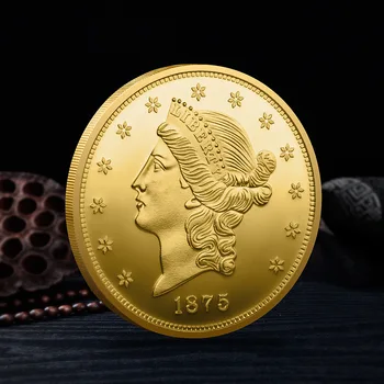 Ameriški 1875 Kip Svobode Reliefni Priložnostnih Kovancev Prekrita Zlatih Kovancev in Srebrni Kovanci Zbirateljskih