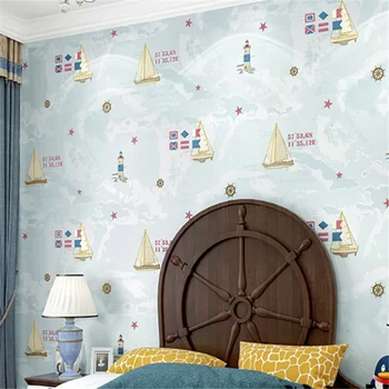 Wellyu Creative non-self-adhesive doma za izboljšanje non-woven otroški sobi fant spalnica jadranje ozadje