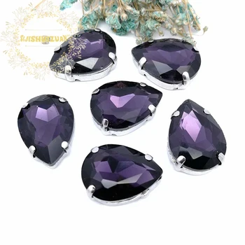 VROČE!!! Deep Purple Vode spusti oblike Stekla, Kristalov sew na okrasnih s štirimi kremplji Diy pribor za Oblačila, Brezplačna dostava!