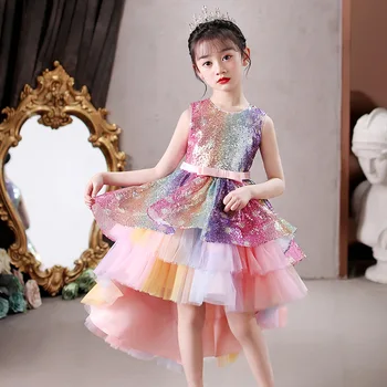 KEAIYOUHUO 2021 Novega Dojenčka Dekleta Cvetlični Sequins Princesa Obleko Žogo Obleke Tutu Zaostaja za Rojstni dan Obleke 3-12 let Starega Dekleta