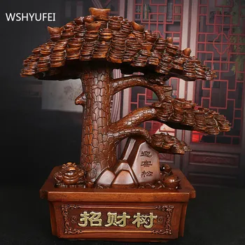 Zlati Fengshui Srečo, Denar Drevo sodobno Smolo Kip Doma Dekor Študija Okraski Dnevna Soba Okraski Odprl Prisoten