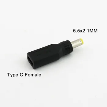 1x USB 3.1 Tip C Ženski Priključek na 5,5 x 2.1 mm Moški Priključite Napajalni Adapter za Polnjenje Priključek Črna
