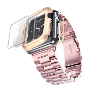 Iz nerjavečega Jekla+Trak Za Apple Watch band 44 mm/40 mm iwatch band 42mm/38 mm Zapestnica watchband apple watch pasu 5 4 3 se 6