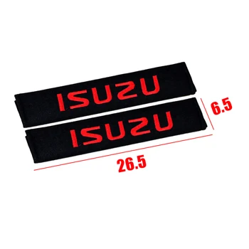 VEHICAR 2Pcs varnostnega Pasu Zajema Ogljikovih Vlaken Avto varnostnega Pasu Kritje Rami Pad Za ISUZU Logotip pletenje Varnostnim Pasom Blazine