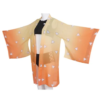 Kopalke Kimono Nastavite Demon Slayer Anime Cosplay Bikini Tri Kos Obleko Znak 3D Tiskanja Visoko Pasu Kopalke Ženske Plaži 2021