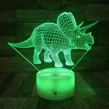Herbivorous Dinozaver 3D LED Lučka za Nočno Osvetlitev 7 Barva Spreminja, 3D Iluzije Noč Lučka LED USB Rojstni dan, Božič Stranka Darilo
