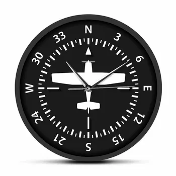Volan Letalstva Zrakoplovi Kompas Stenske Ure Flight Instrument Obrne Piloti Doma Dekor Letalo Silemt Gibanje Watch