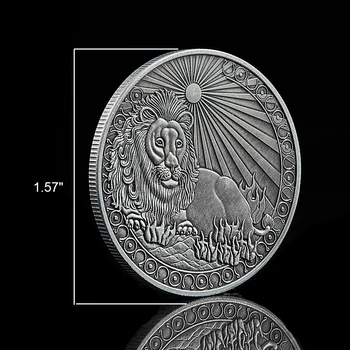 2022 Silver Plated Leo Constellation Spominek Zahodna Astrologija Reliefni Spominski Kovanec W/ Razkošje Polje