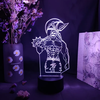 Anime Sedem Smrtnih Grehov Escanor Figur 3D Iluzije Noč Lučka Otaku Soba Namizno Dekoracijo LED Barva Spreminja Novost Svetlobe