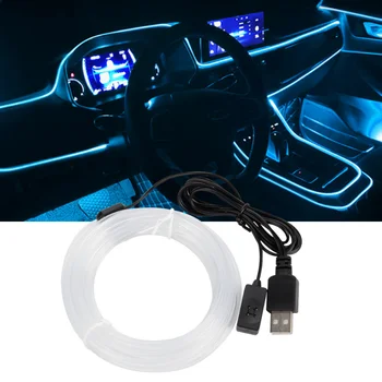 Avtomobilska Notranja Razsvetljava LED Pisane Hladno Svetlobo Dekorativne Luči Avtomobilske Prilagodljiv Sobne Luči USB Sobne Luči
