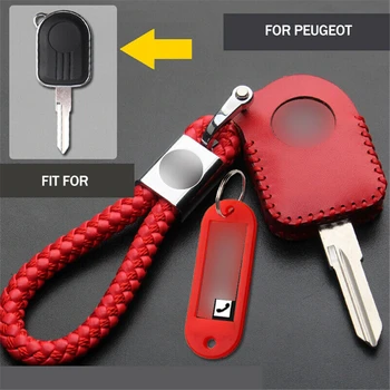Pravega Usnja Oddaljeni Zagon Avto Ključ Kritje Primera Verige Zaščitnik Imetnik Fob Ustvarjalne Motocikel Keychain Za Peugeot Django 150