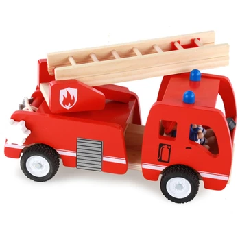 Leseni gasilski Tovornjak z Gasilska Igrajo Slika Pisane Playset za Otroke Otroci Pretvarjajo, Igranje Igrača