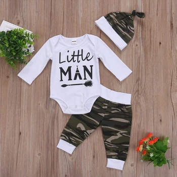 2020 Nov Modni Novorojenega Dojenčka Otroci Baby Boy Jesenski Oblačila Camo Vrhovi Dolg Rokav Romper Hlače Klobuk Obleke Iz Novih