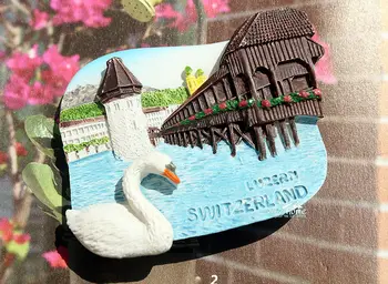 Švica Luzern Turističnega Potovanja, trgovina s Spominki, Labod 3D Smolo Hladilnik Magnet Obrti IDEJA za DARILO