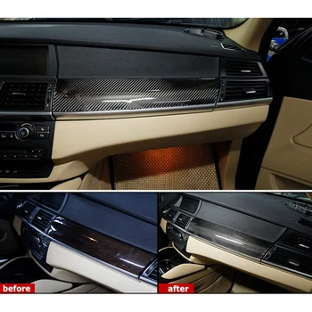 Ogljikovih Vlaken nadzorno ploščo Plošča Pokrov Nalepka je Primerna za BMW X5 E70 X6 E71 2008-2013
