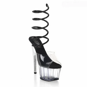 Model seksi stopnji 15 cm visoke pete kristalno sandali, noč skupaj pole dancing uspešnosti sandali