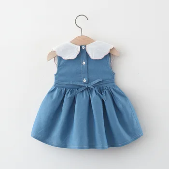 Nov Baby Girl Obleke Poletje Otroci Otrok Jagode Malčke Baby Obleko Za Malčke Dekliška Oblačila Denim Srčkan Korejski Baby Dekleta Obleke