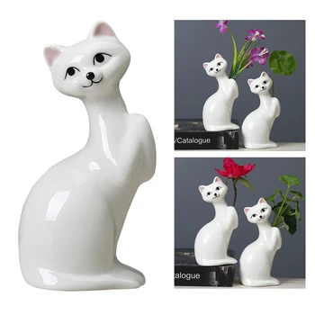 15 cm Luštna Mačka Keramični Cvet Vazo Sajenje Rastlin Cvet Planter Pot Dekorativne Cvetlični lonček za Cat Lovers