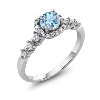 HuiSept Trendy Obroči 925 Srebro, Nakit za Ženske, Matere, Okrogla, temno modra Cirkon Gemstone Prst Poročni Prstan Posla Komponente