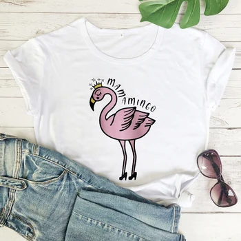 Mamamingo T-shirt Srčkan flamingo kraljica Majica materinski dan vrh počitnice slog žensk estetiko, umetnost, vintage tee vrhovi