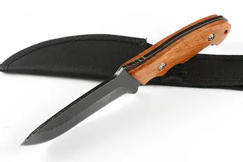 Visoko trdoto jekla rezilo Ročno kovanje največji taktično survival nož prostem kampiranje EOS reševanje orodja, s leseni ročaj