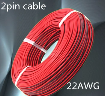 100 m/veliko, rdeče črno Posodah baker PVC izolirani Elektronski kablu žice kabel podaljšek 2pin AWG 22 3528 LED trak 5050 kabel