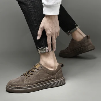 Naravno Usnje, usnjeni Čevlji Moški Priložnostne Čipke Anti-slip Stanovanj Čevlji za Klasično Mehko Nepremočljiva Moški Čevlji Zapatos Hombre