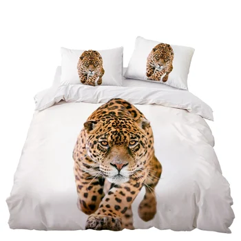 Sanje NS Leopard Srčkan Velika Mačka roupa cama de Posteljni Set Home Tekstil Nastavite Kralj Kraljica Rjuhe Kritje Couette Bedclothes 2/3Pcs