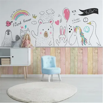 Milofi po meri 3D tiskanje ozadje zidana Nordijska sodobno minimalistično cartoon živali otroški sobi v ozadju stene