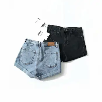 Denim hlače, spodnje hlače visoko pasu biker hlače seksi jean hlače črnega kratke hlače letnik korejski poletje hlače modre 2022