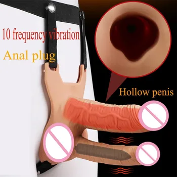 Nosljivi Strapon Dvojno Dildos Trak Na Penis Hlače G Spot Stimulator Butt Plug Igre za Odrasle Sex Igrače za Moške Nekaj Erotičnih Rekviziti