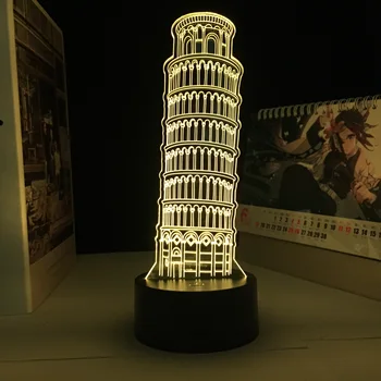 Poševni Stolp v Pisi Model 3D LED Luči Novih Edinstvenih Ustvarjalnih Daljinsko Dotik Noč Svetlobe Doma Okraski Darilo za Rojstni dan Lučka