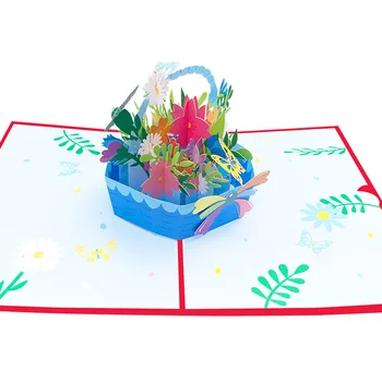 10pcs Cvet Košarico Lok Ročno Kirigami Origami 3D Pop UP Voščilnice Vabila Razglednice Rojstni dan, Božič Stranka Darilo