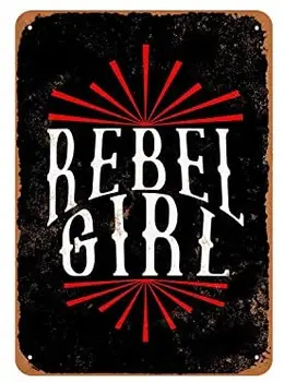 Kmečka Rebel Dekle (Črno Ozadje) Vintage Videz Kovinski Znak