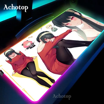 Spx X Družino Anime Mousepad RGB Mouse Pad Hitrost Igre PC Gamer Dekoracijo Hladen Kakor LED Osvetlitev Miško Mat S Kablom Preprogo Csgo