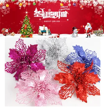 5Pcs Bleščice Umetne Božič Cvetlični Okraski za Božična Drevesa Doma Ponaredek Cvetje Božični Okraski Novo Leto Odlikovanja