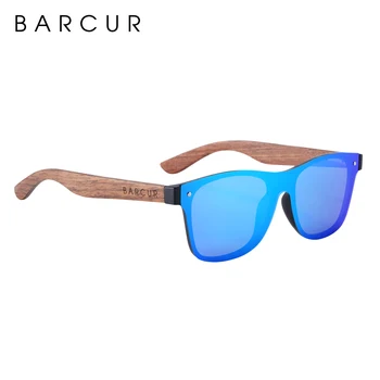 BARCUR Prvotne Lesene sončna Očala Moških Polarizirana Naravna sončna Očala Lesa Oculos de sol masculino