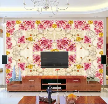 Po meri photo 3D ozadje za stene, 3 d Nordijska ročno poslikano Evropske cvetlični TV ozadju spalnica steno papir tla zidana